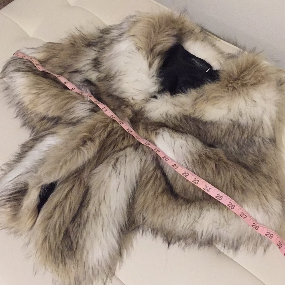 Cream and brown faux fur stole - cape